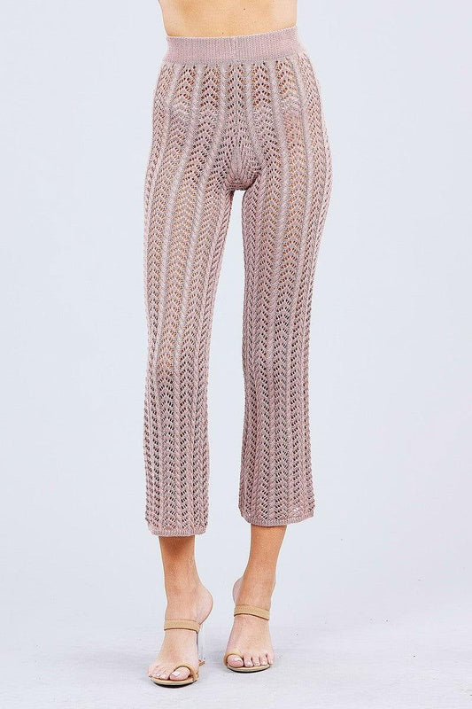 Flare Long Fishnet Sweater Pants - Clothes For Her Online Store