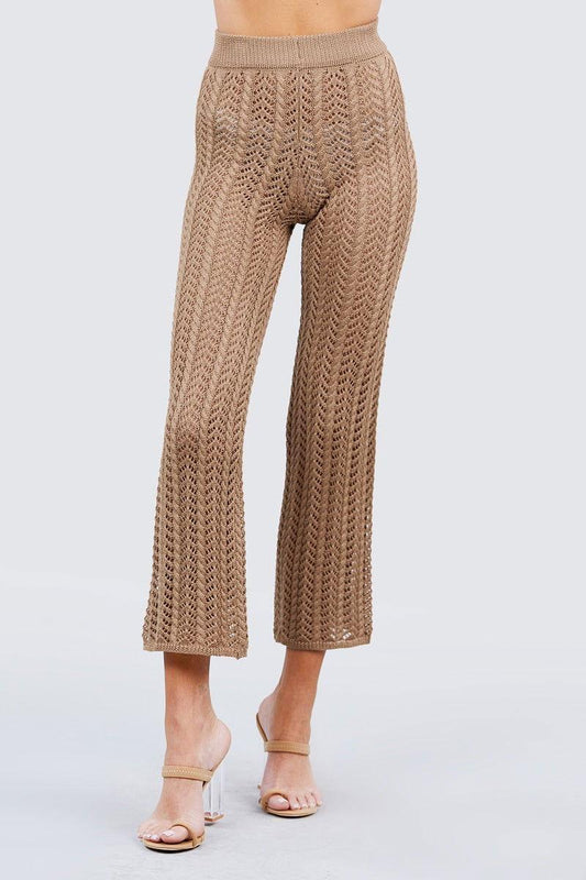 Flare Long Fishnet Sweater Pants - Clothes For Her Online Store