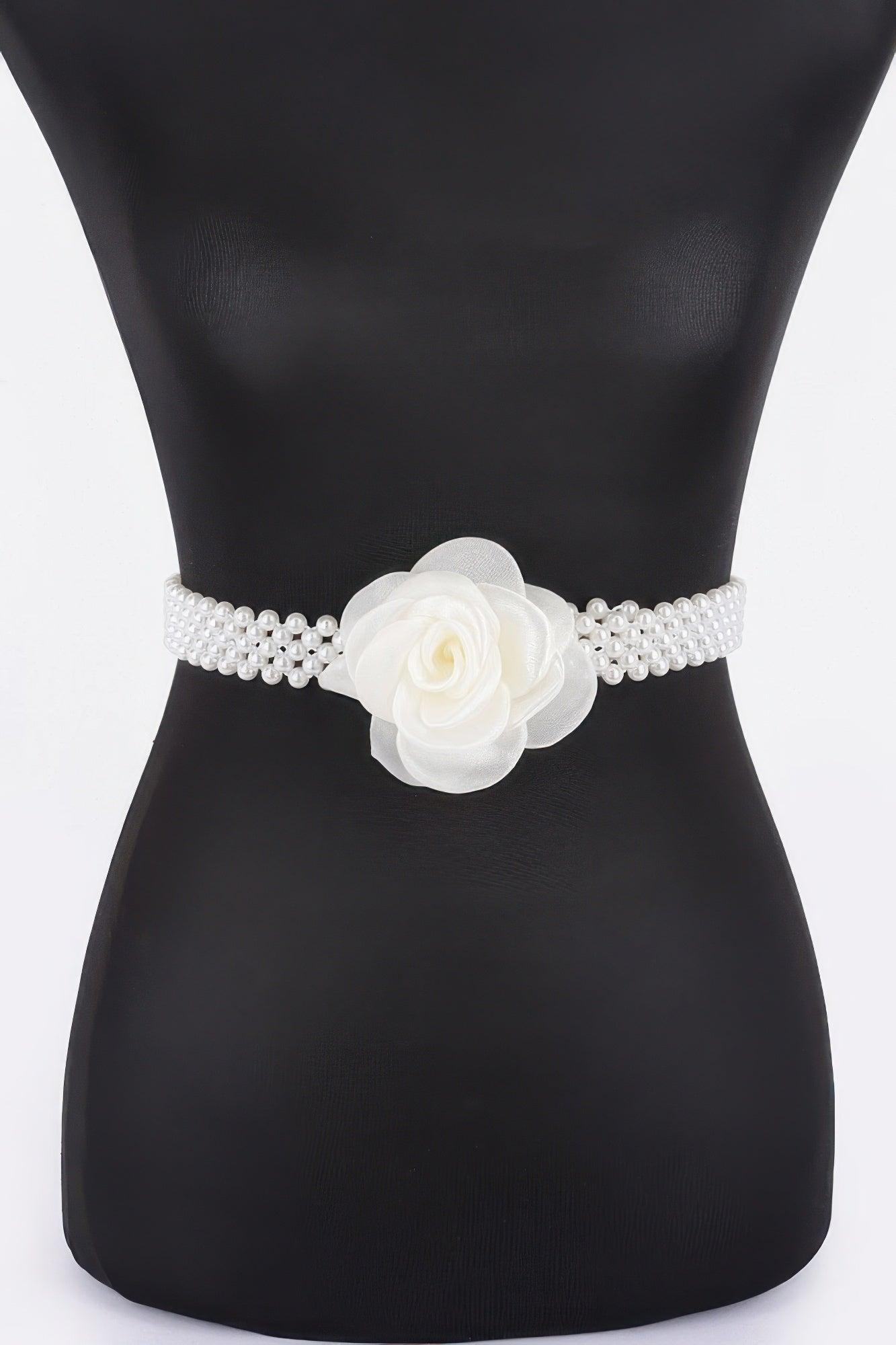 Flower Stretch Pearl Belt - Clothes For Her Online Store