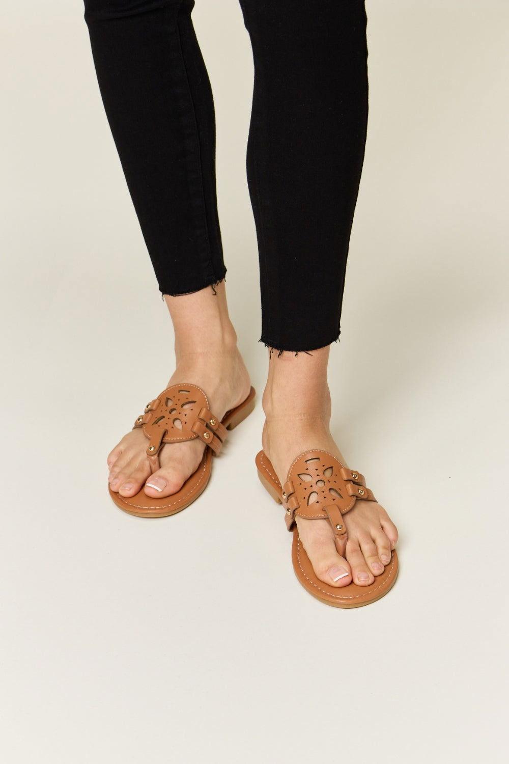 Forever Link Cutout PU Leather Open Toe Sandals - Clothes For Her Online Store