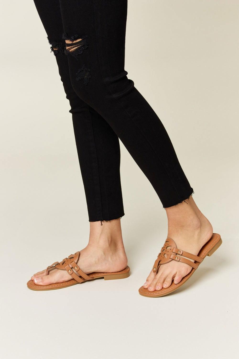 Forever Link Cutout PU Leather Open Toe Sandals - Clothes For Her Online Store