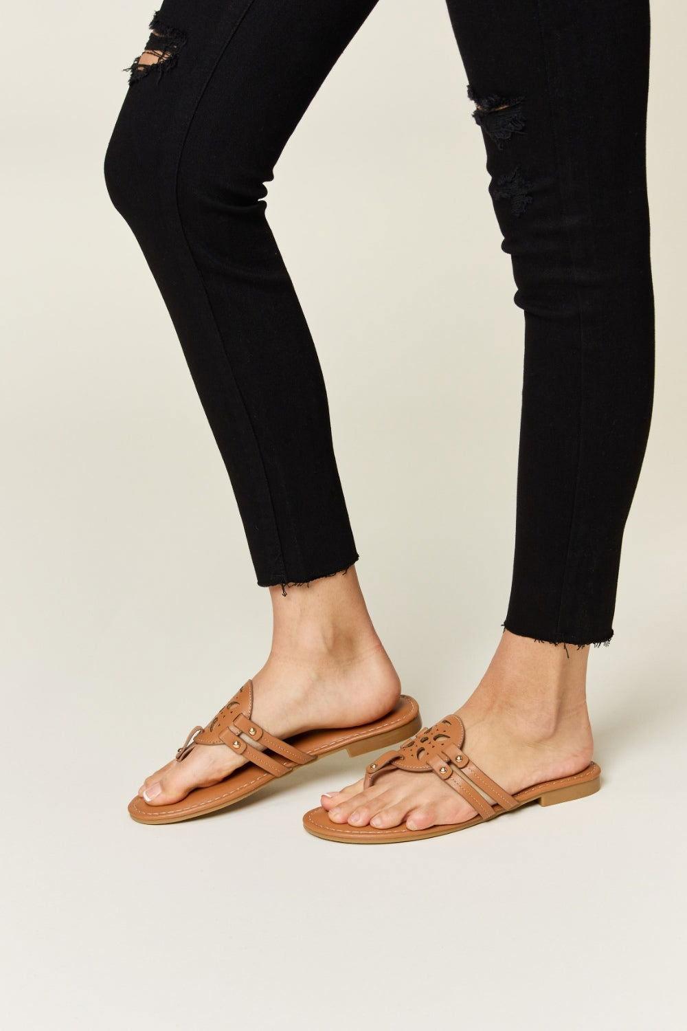 Forever Link Cutout PU Leather Open Toe Sandals - Clothes For Her Online Store