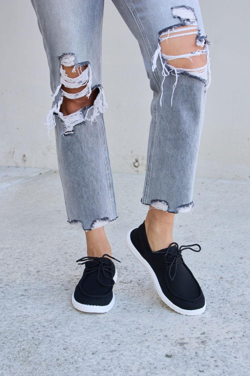 Forever Link Flat Round Toe Lace-Up Sneakers - Clothes For Her Online Store
