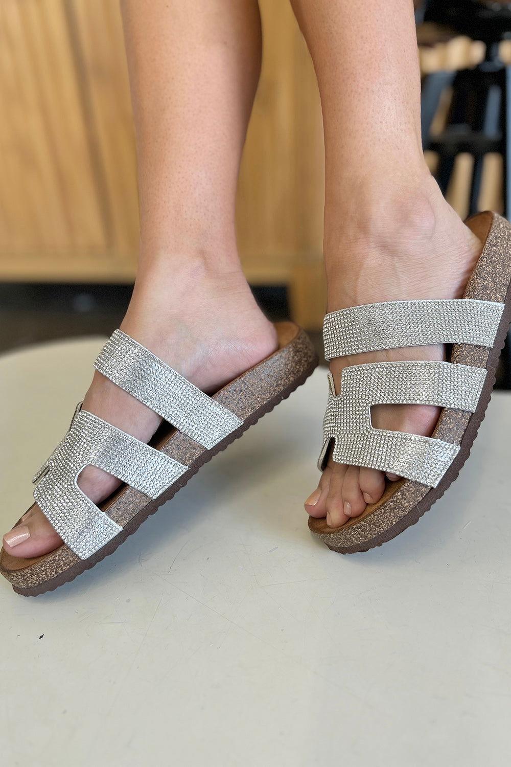 Forever Link Rhinestone Open Toe Sandals - Clothes For Her Online Store