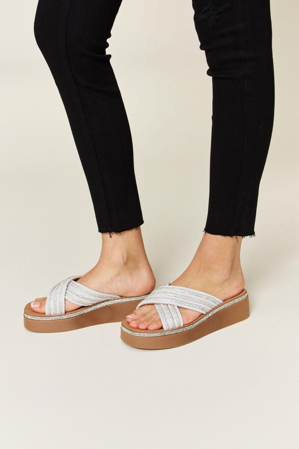 Forever Link Rhinestone Platform Wedge Sandals - Clothes For Her Online Store
