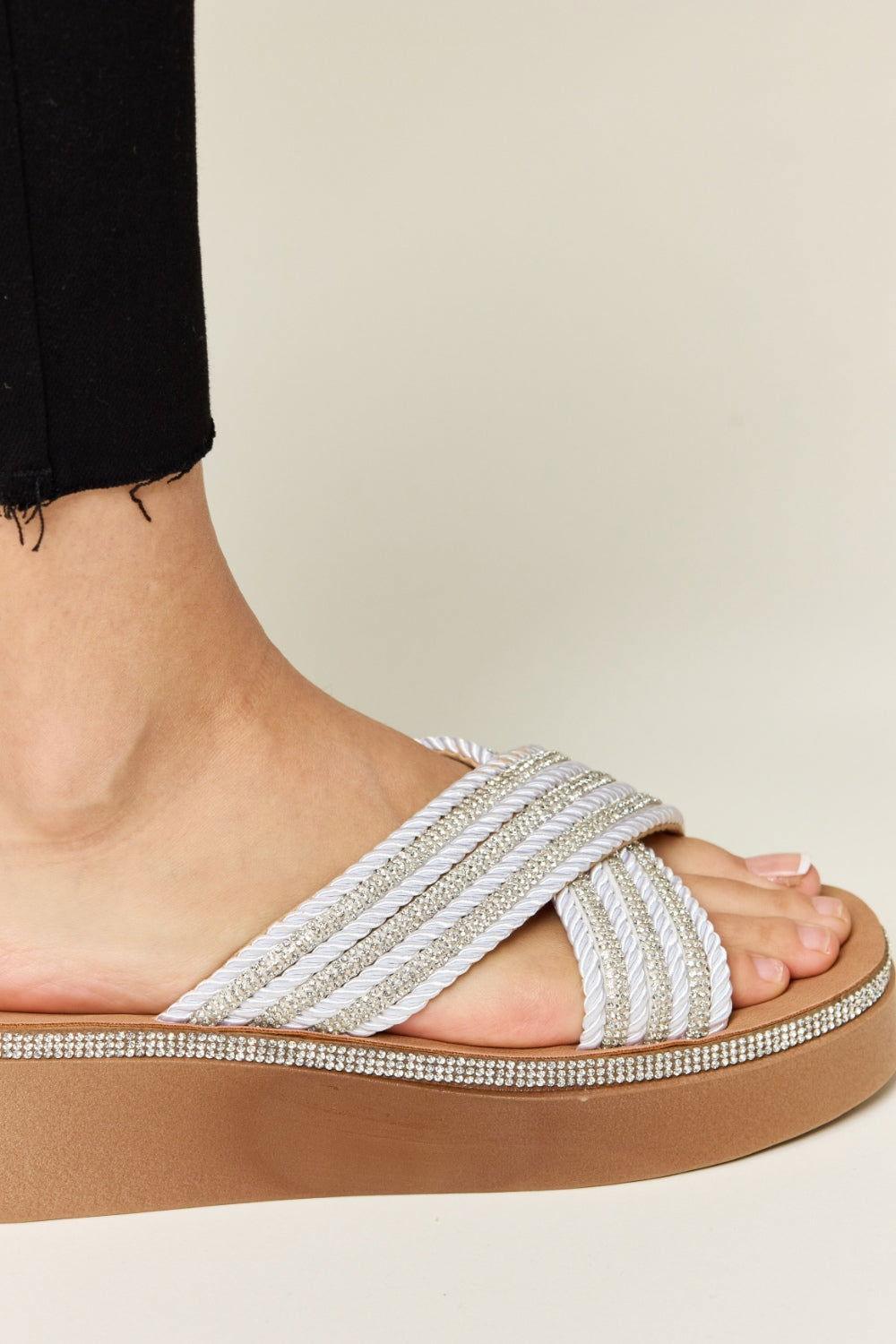 Forever Link Rhinestone Platform Wedge Sandals - Clothes For Her Online Store