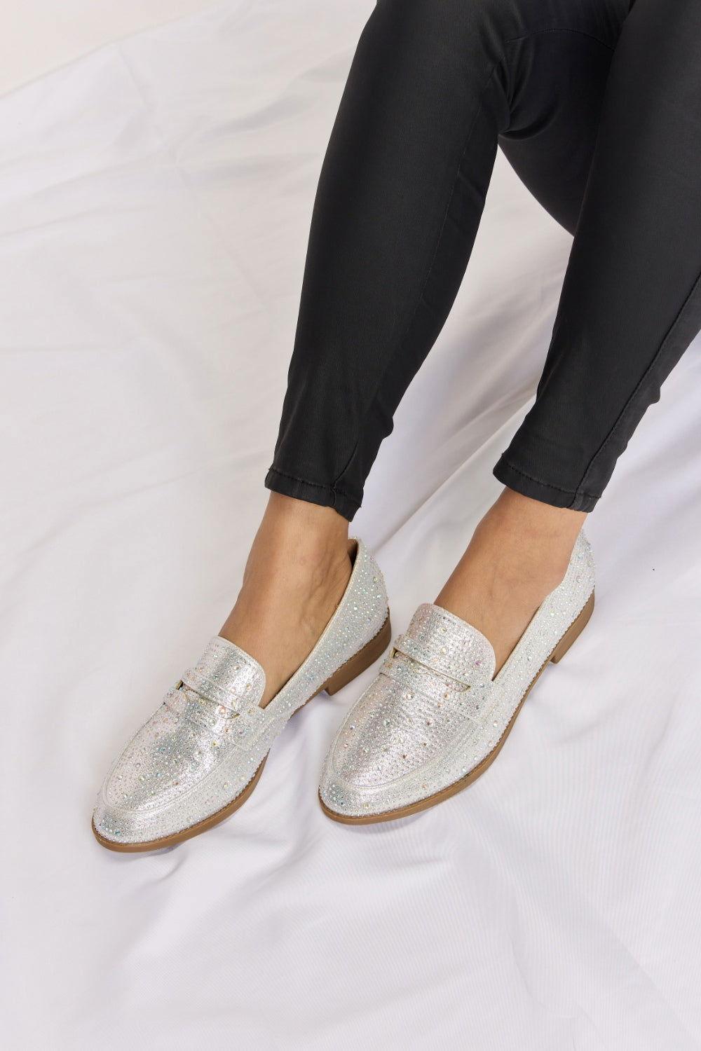 Forever Link Rhinestone Point Toe Loafers - Clothes For Her Online Store