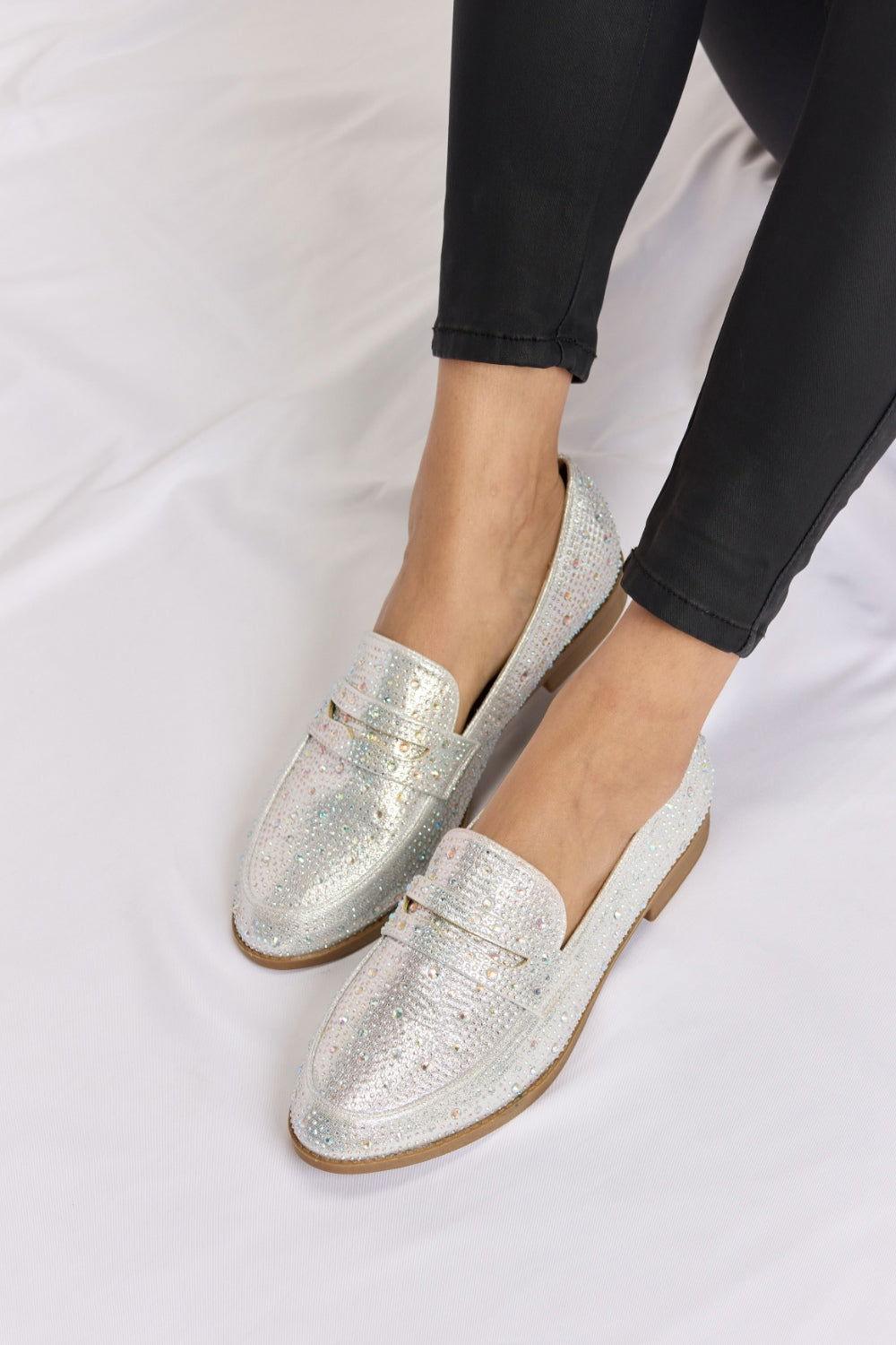 Forever Link Rhinestone Point Toe Loafers - Clothes For Her Online Store