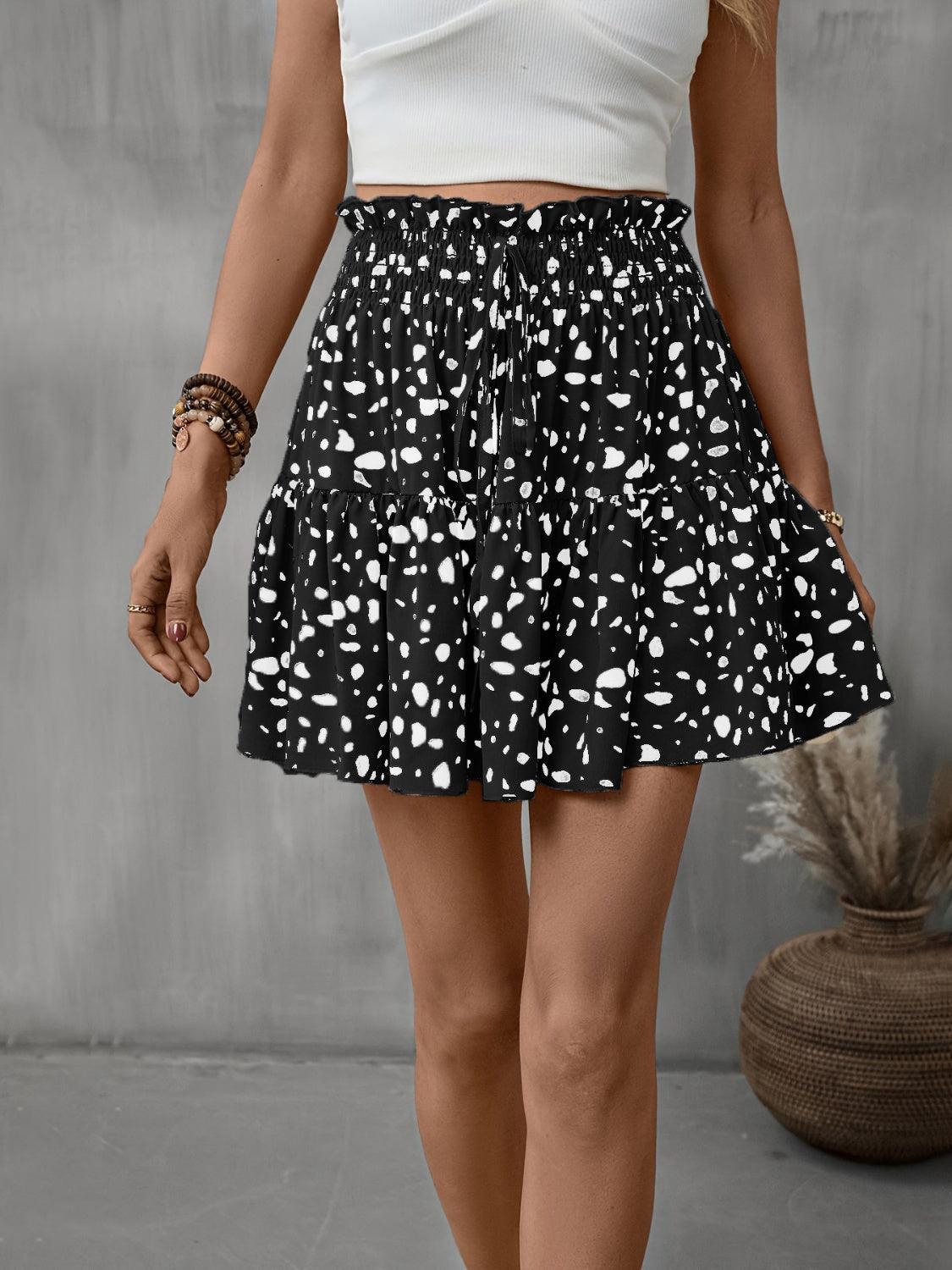 Frill Tied Printed Mini Skirt - Clothes For Her Online Store