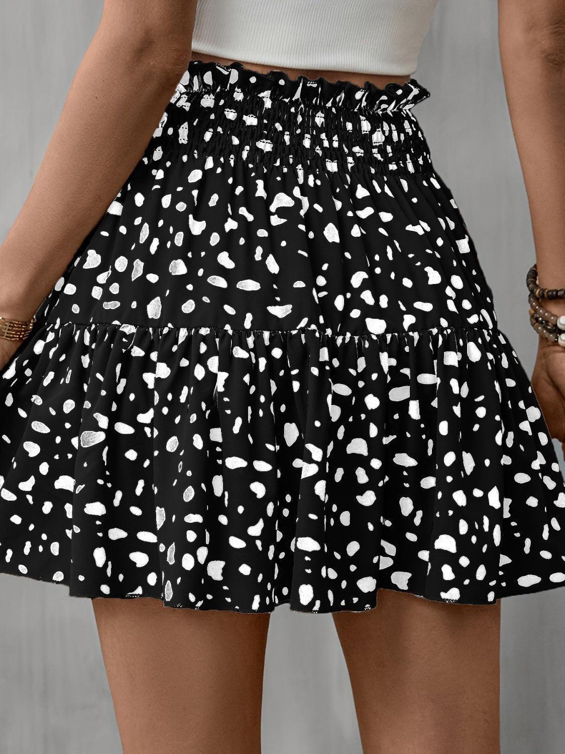 Frill Tied Printed Mini Skirt - Clothes For Her Online Store
