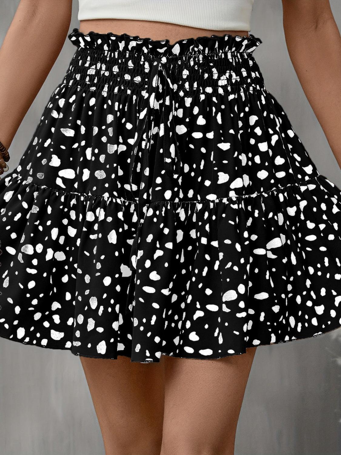 Frill Tied Printed Mini Skirt - Clothes For Her Online Store
