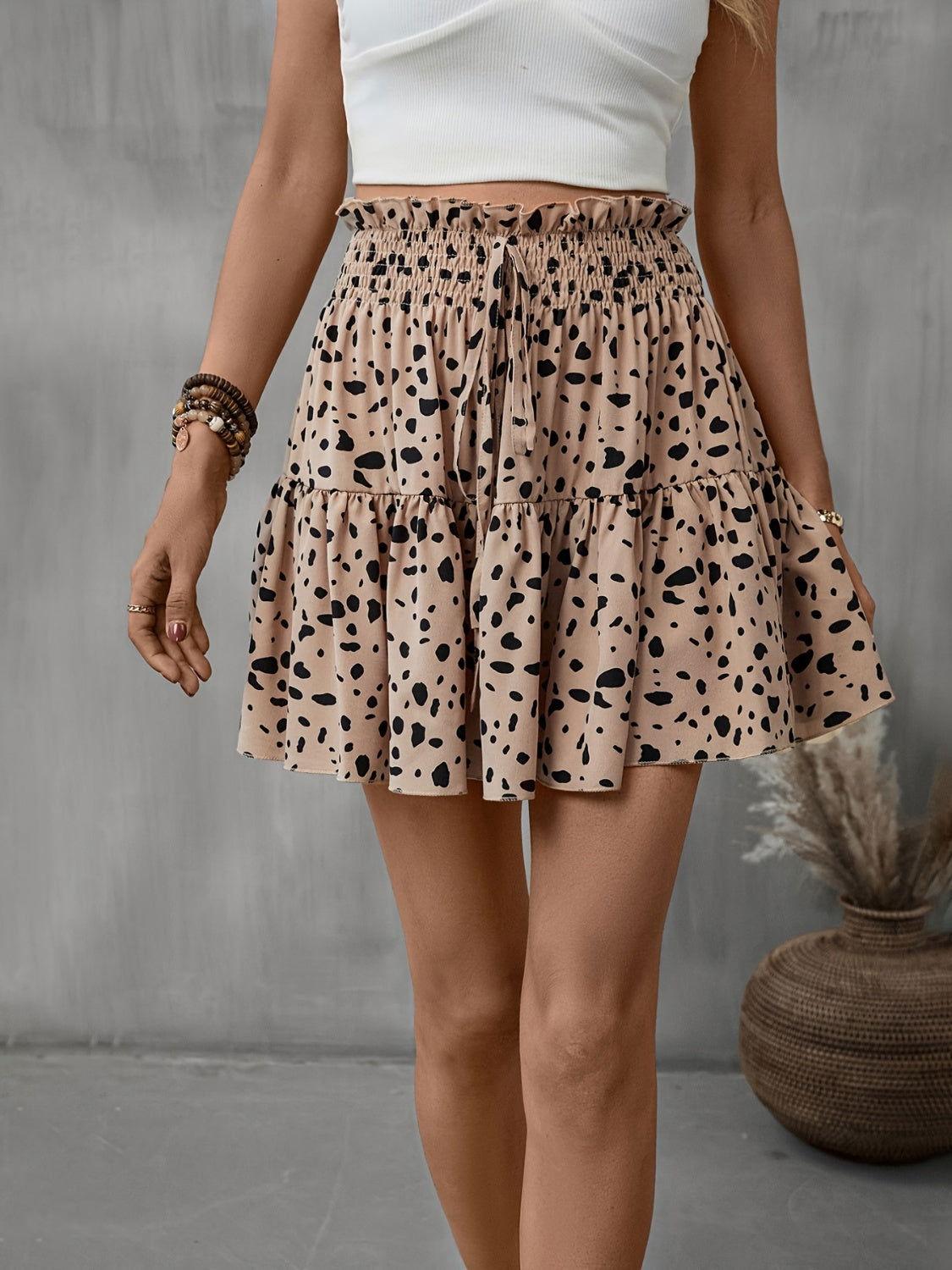 Frill Tied Printed Mini Skirt - Clothes For Her Online Store