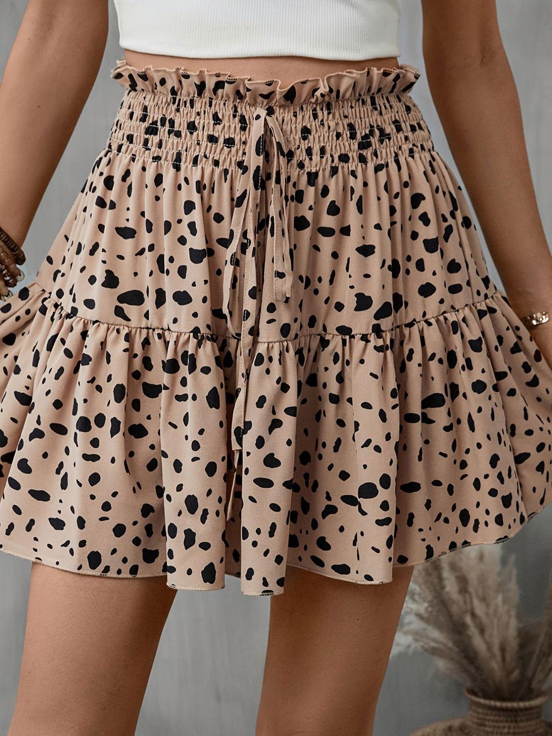 Frill Tied Printed Mini Skirt - Clothes For Her Online Store