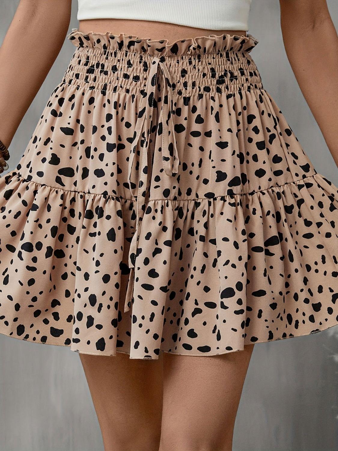 Frill Tied Printed Mini Skirt - Clothes For Her Online Store