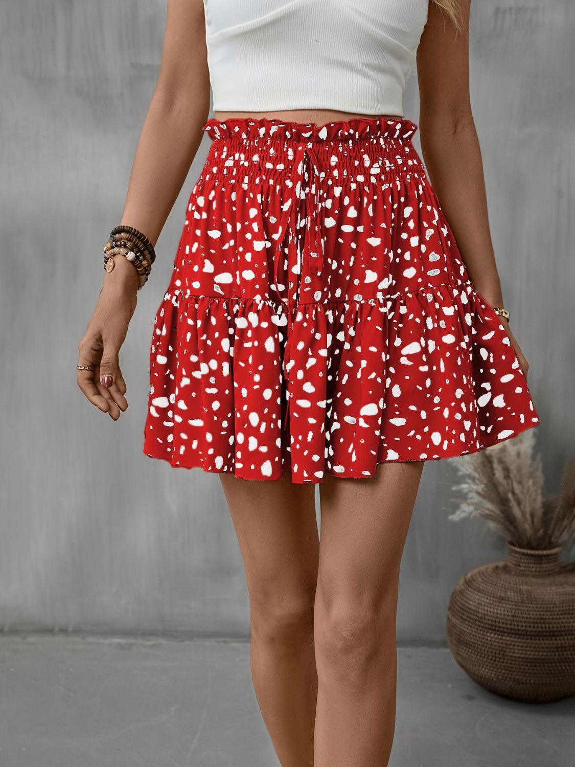 Frill Tied Printed Mini Skirt - Clothes For Her Online Store