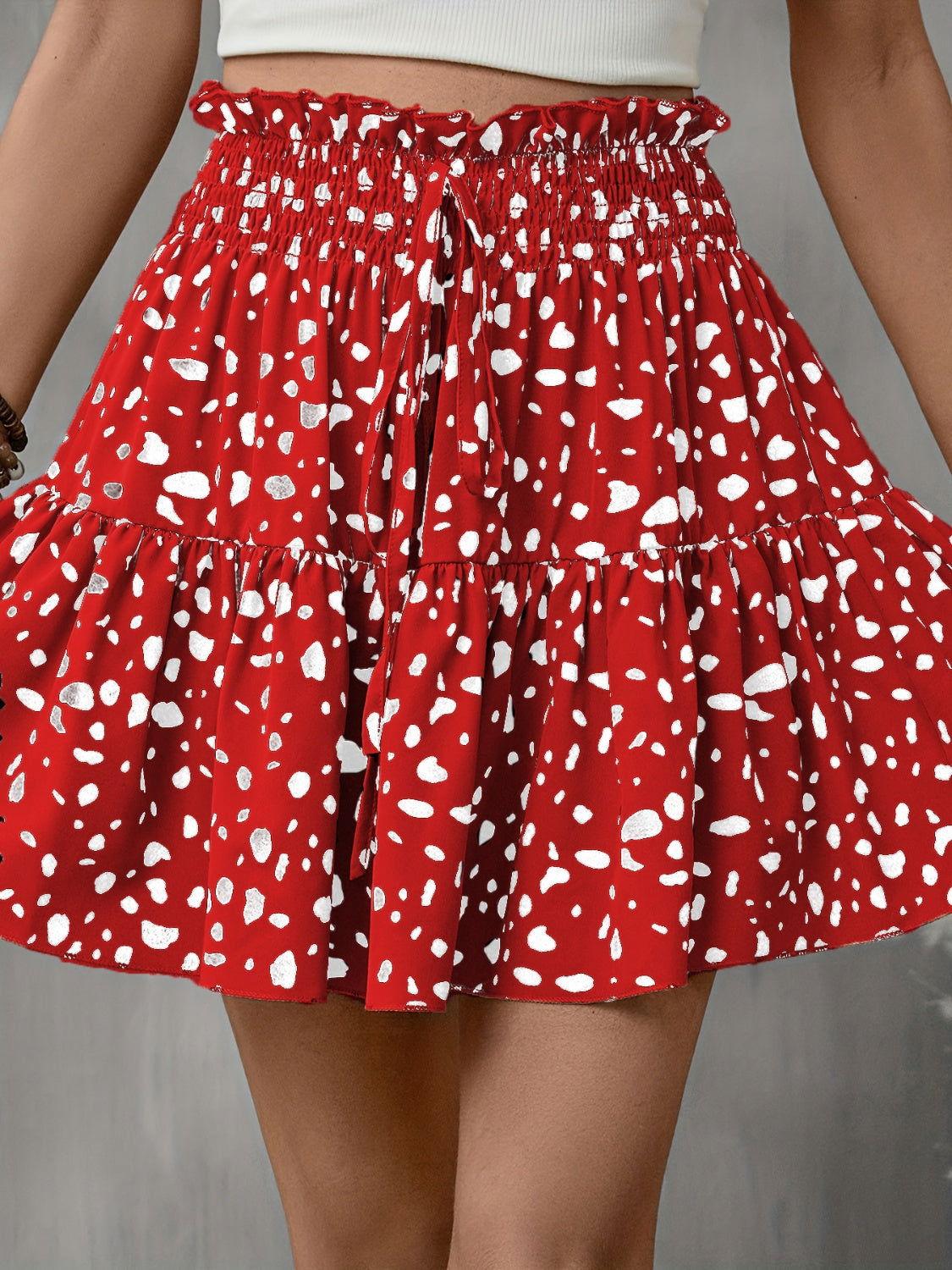 Frill Tied Printed Mini Skirt - Clothes For Her Online Store