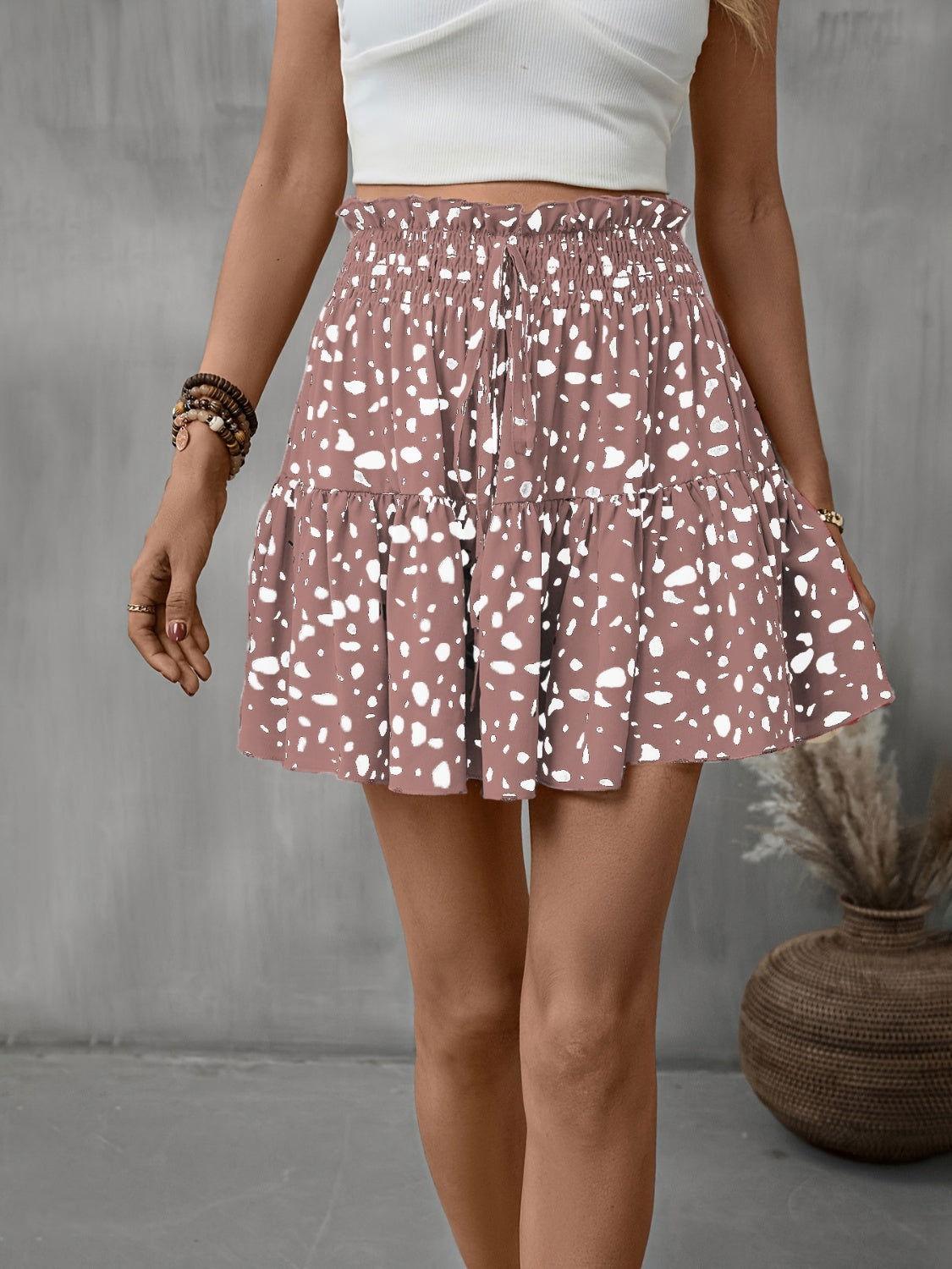 Frill Tied Printed Mini Skirt - Clothes For Her Online Store