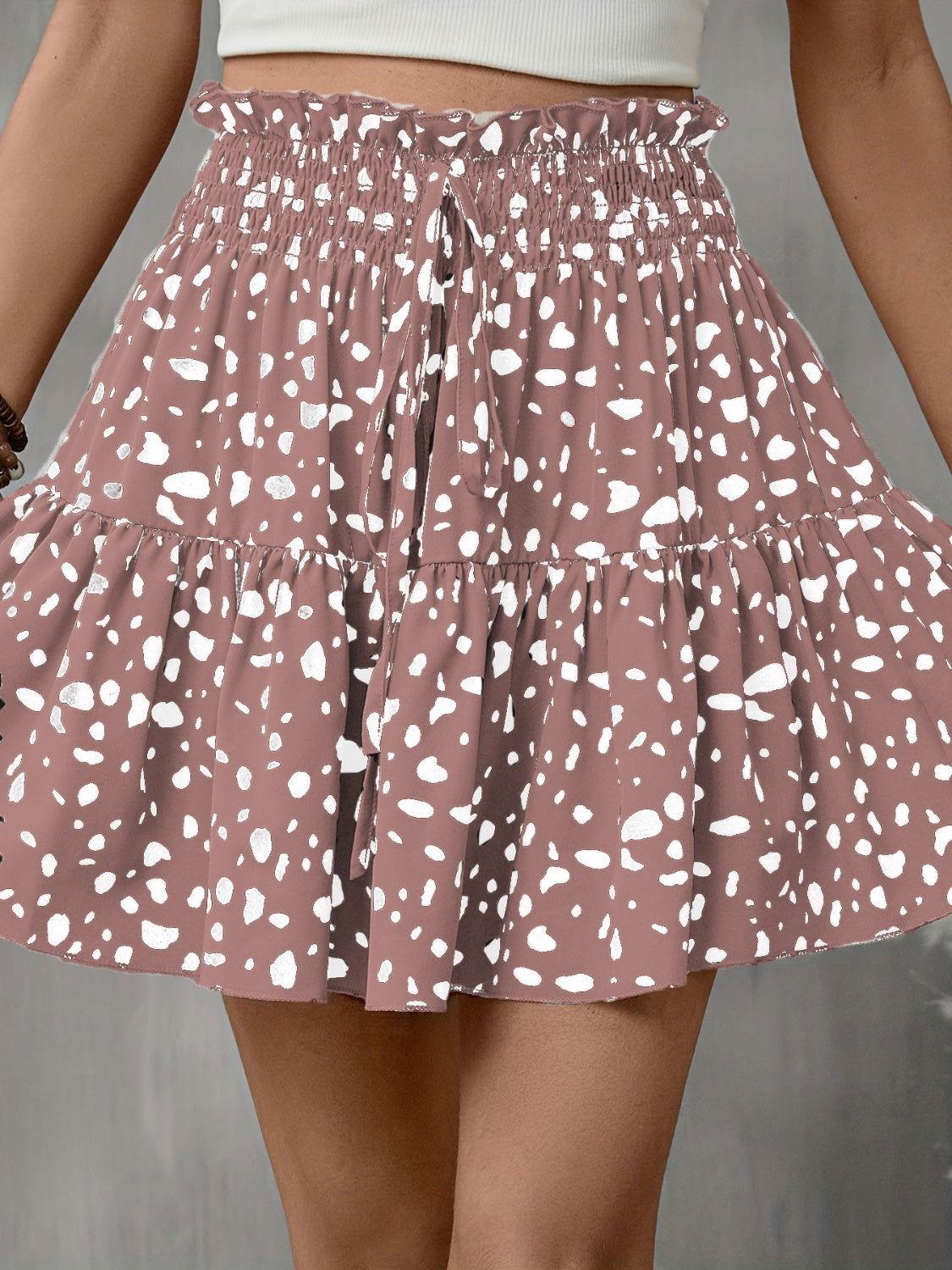 Frill Tied Printed Mini Skirt - Clothes For Her Online Store
