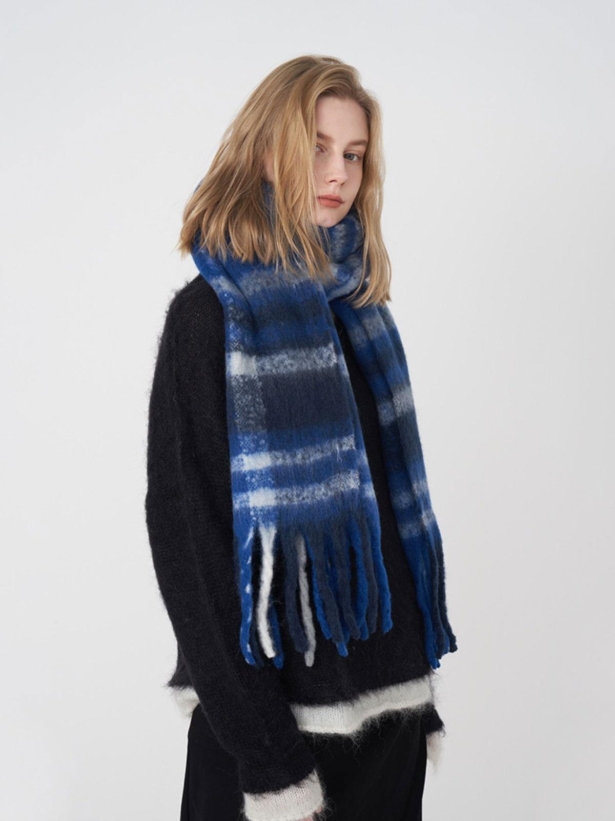 Fringe Plaid Polyester Scarf - Clothes For Her Online Store