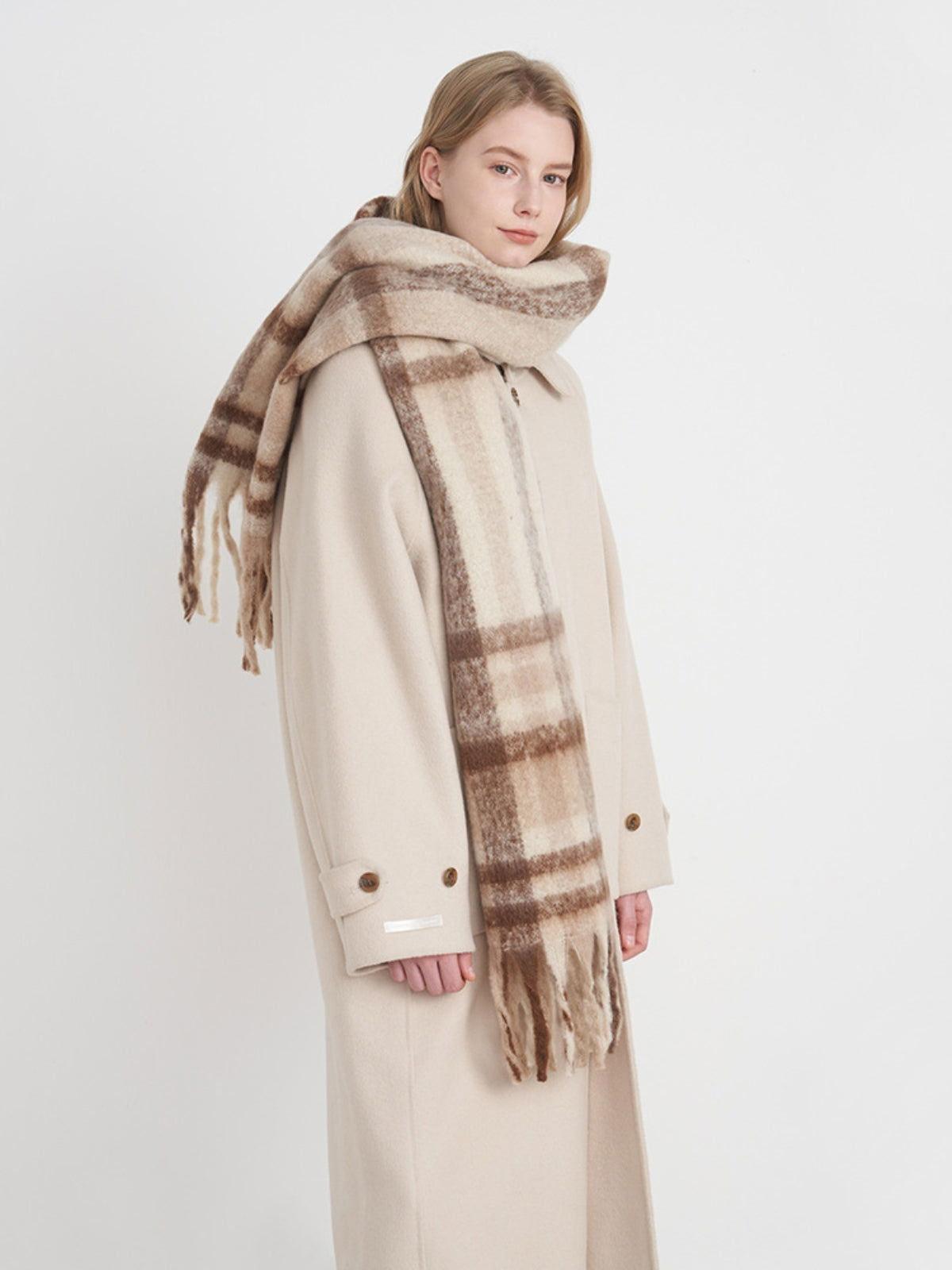 Fringe Plaid Polyester Scarf - Clothes For Her Online Store