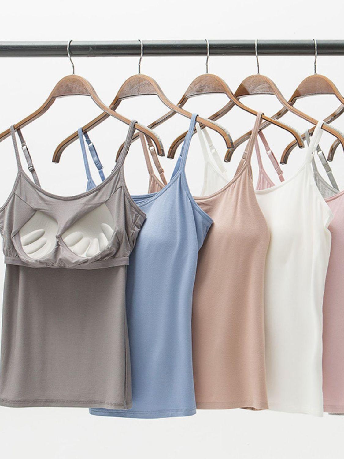 Full Size Adjustable Strap Modal Cami with Bra - Clothes For Her Online Store
