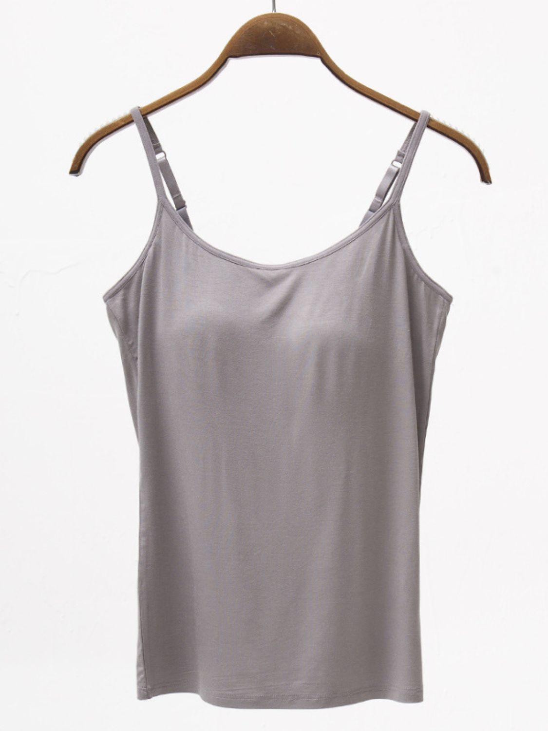 Full Size Adjustable Strap Modal Cami with Bra - Clothes For Her Online Store