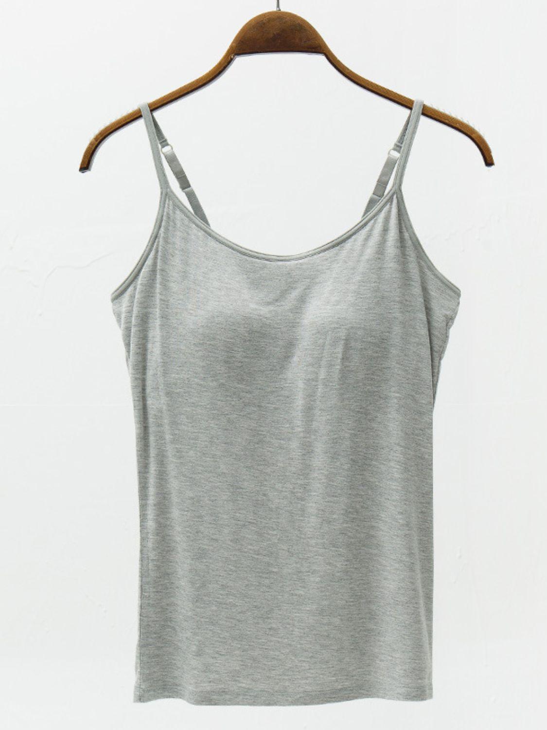 Full Size Adjustable Strap Modal Cami with Bra - Clothes For Her Online Store