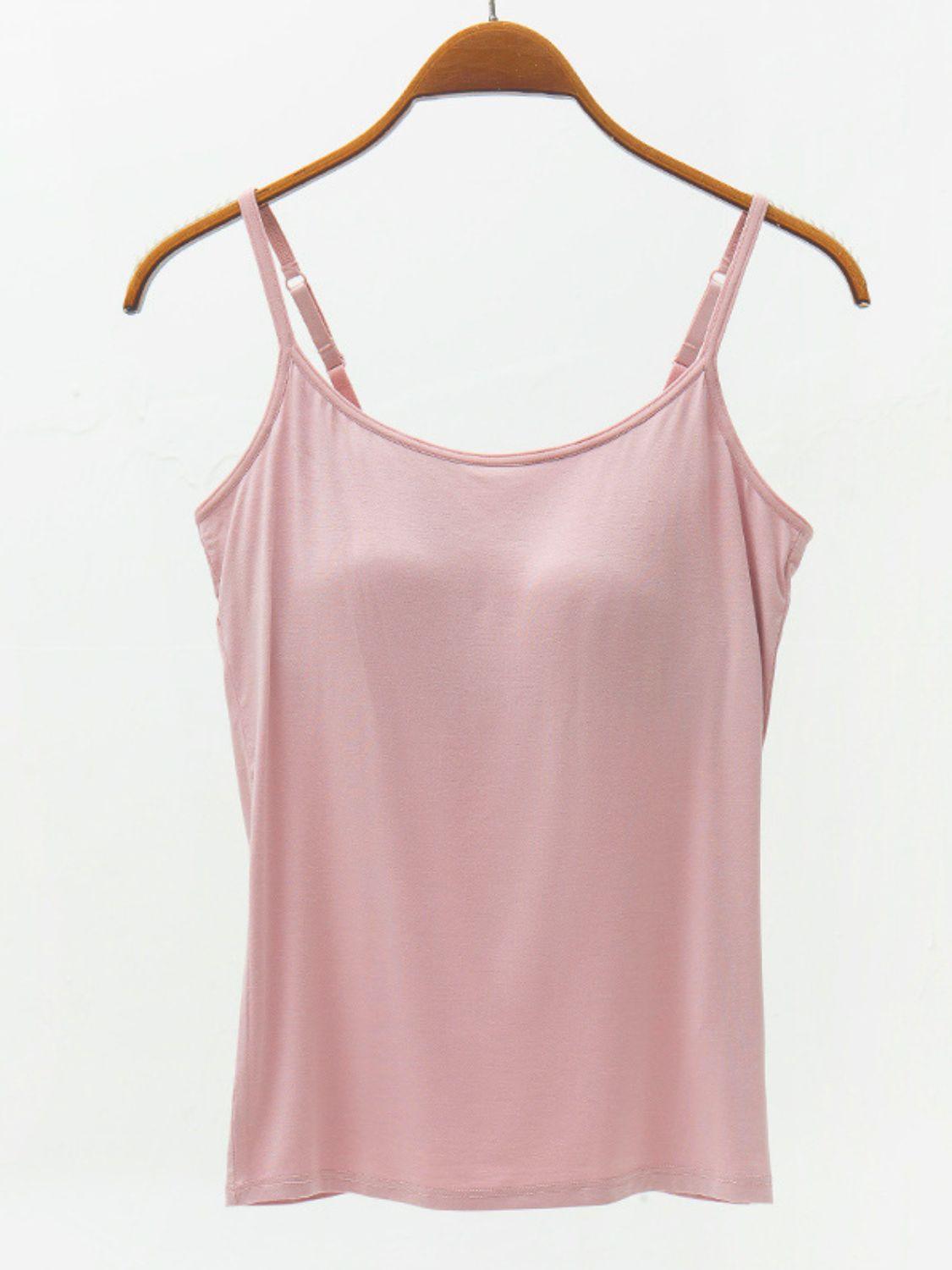 Full Size Adjustable Strap Modal Cami with Bra - Clothes For Her Online Store