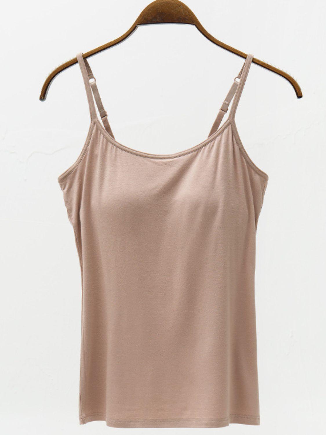 Full Size Adjustable Strap Modal Cami with Bra - Clothes For Her Online Store