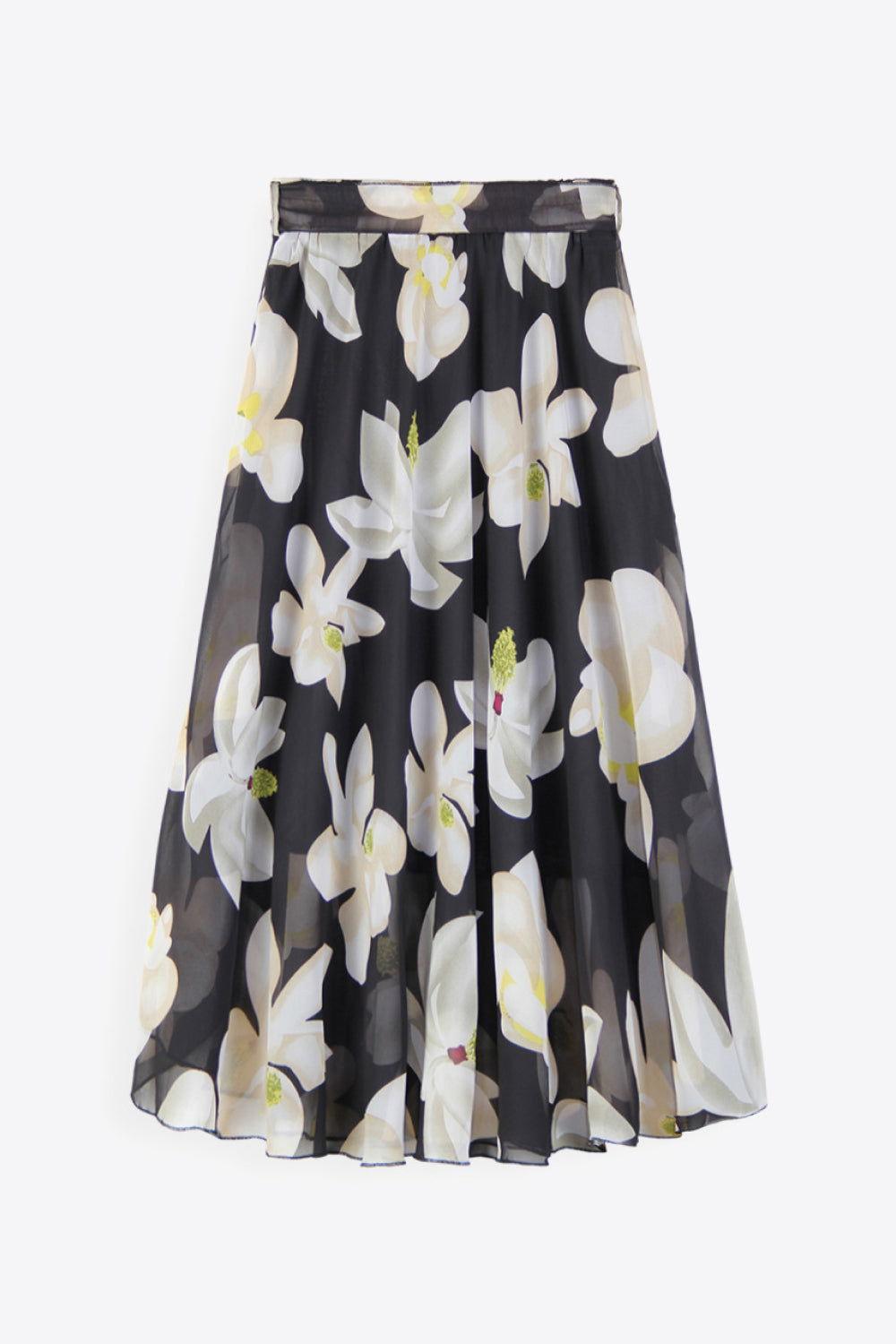 Full Size Floral Tie-Waist Skirt - Clothes For Her Online Store