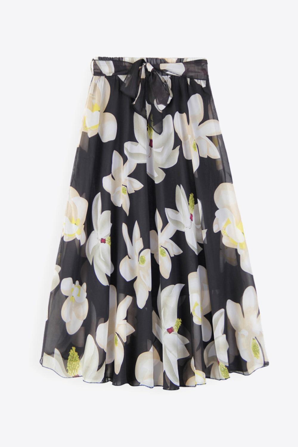 Full Size Floral Tie-Waist Skirt - Clothes For Her Online Store