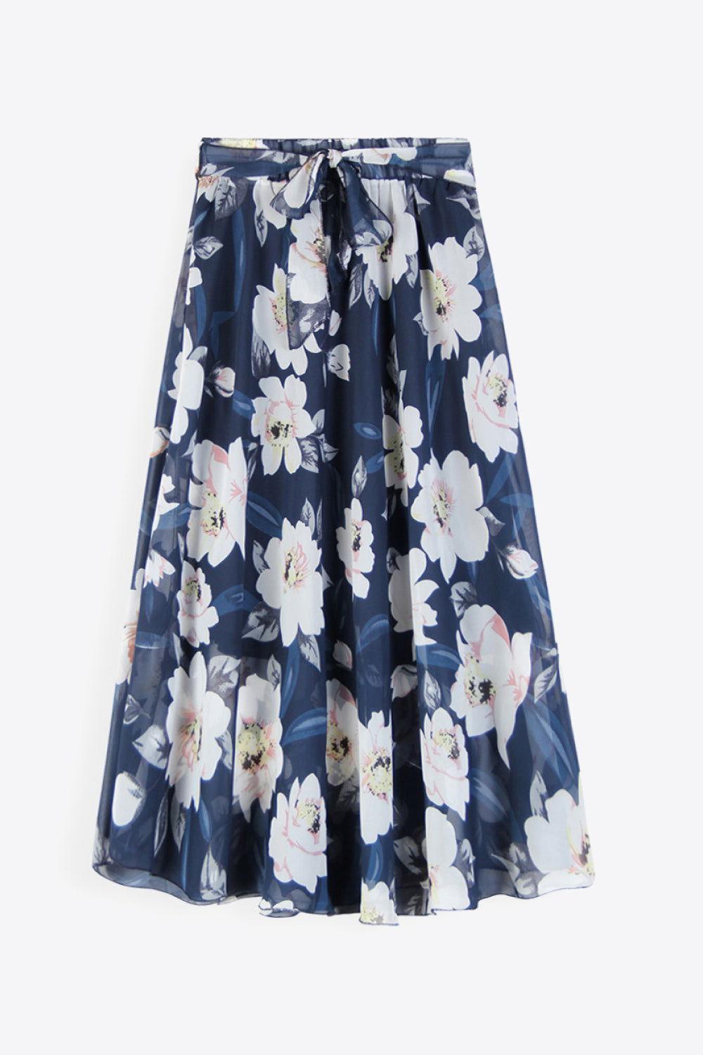 Full Size Floral Tie-Waist Skirt - Clothes For Her Online Store