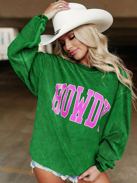 Full Size HOWDY Graphic Round Neck Sweatshirt - Clothes For Her Online Store