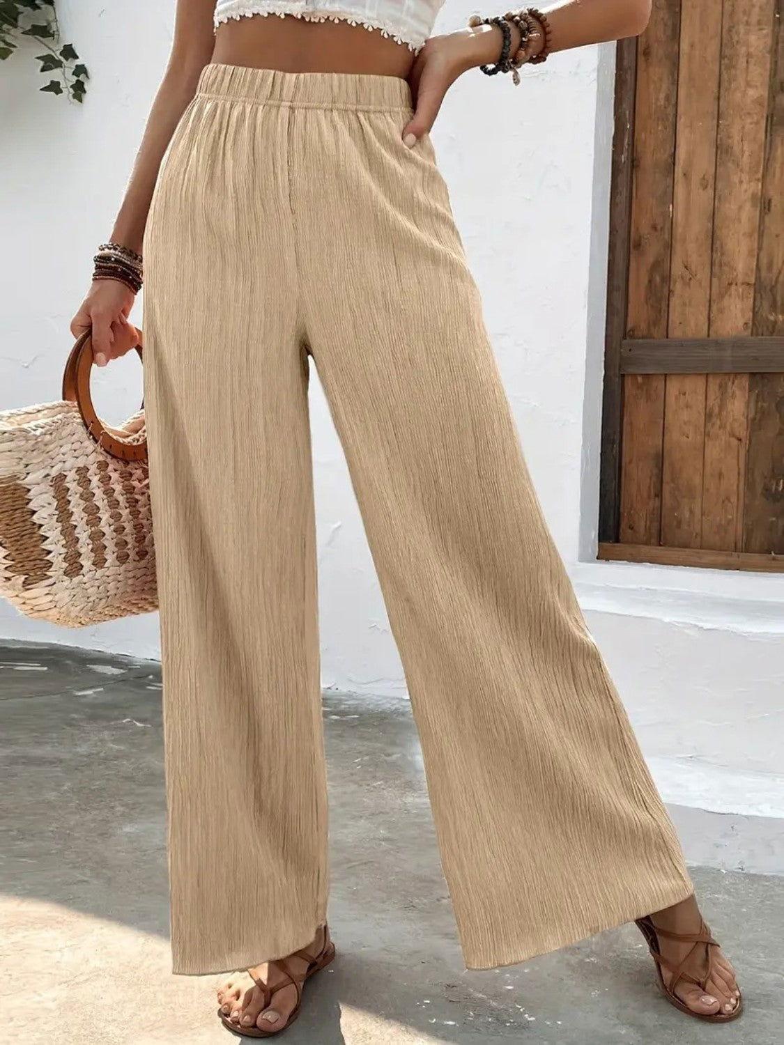 Full Size High Waist Wide Leg Pants - Clothes For Her Online Store