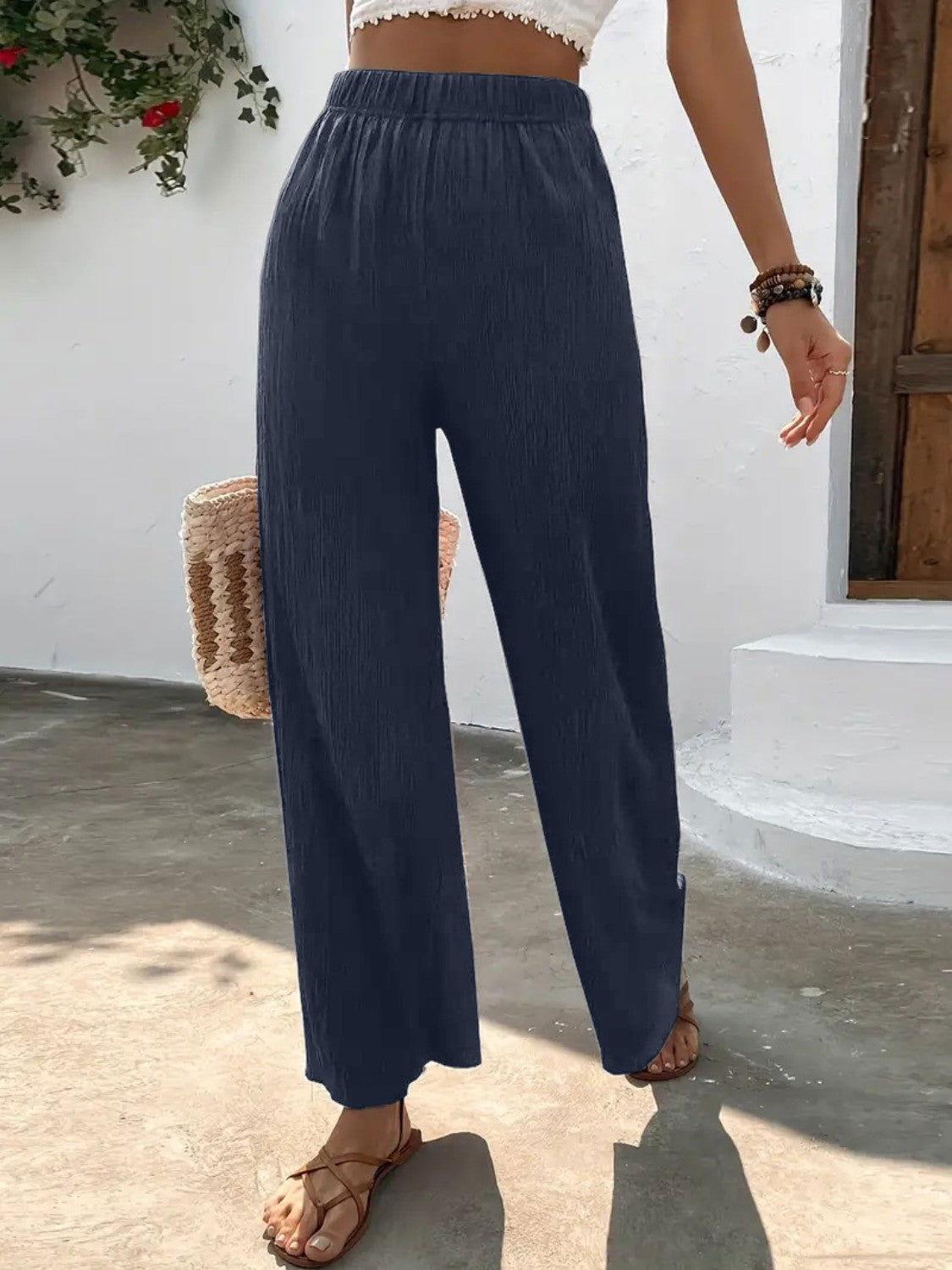Full Size High Waist Wide Leg Pants - Clothes For Her Online Store