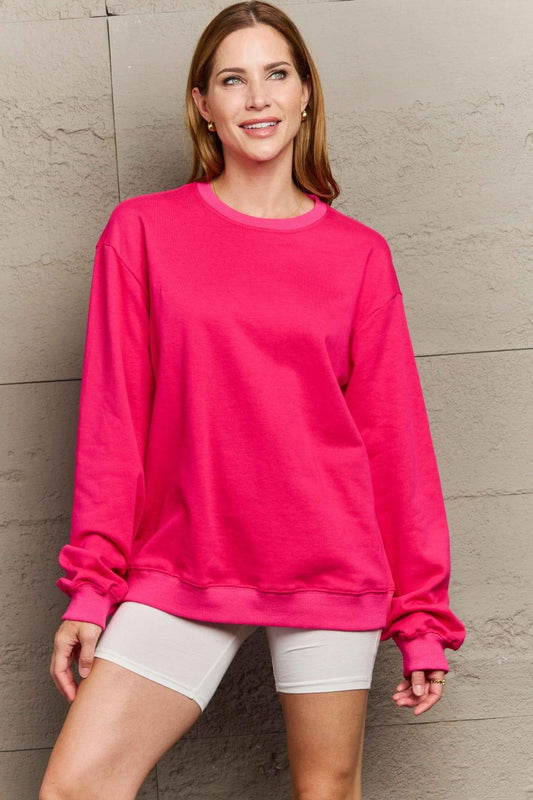 Full Size Round Neck Long Sleeve Sweatshirt - Clothes For Her Online Store