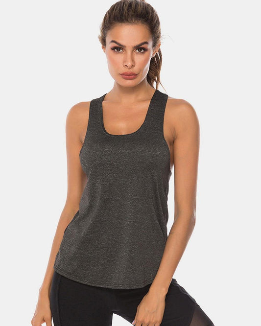 Full Size Scoop Neck Wide Strap Active Tank - Clothes For Her Online Store