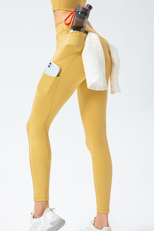 Full Size Slim Fit High Waist Long Sports Pants with Pockets - Clothes For Her Online Store
