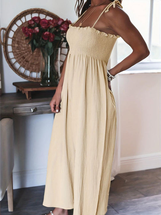 Full Size Smocked Spaghetti Strap Wide Leg Jumpsuit - Clothes For Her Online Store
