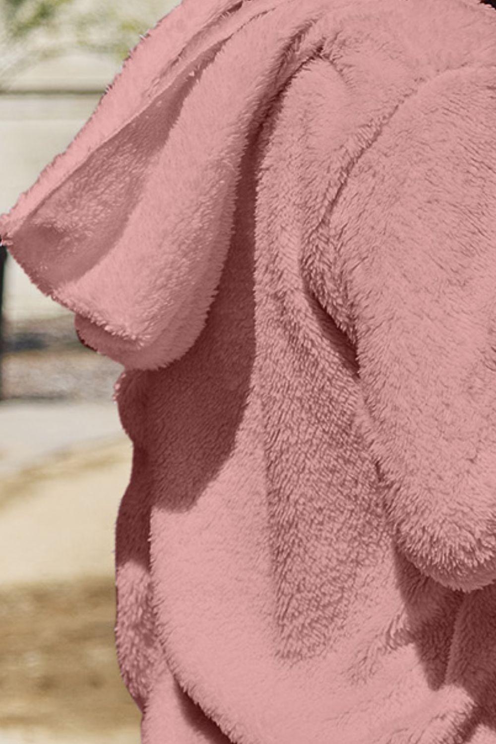 Full Size Teddy Hooded Jacket with Pockets - Clothes For Her Online Store