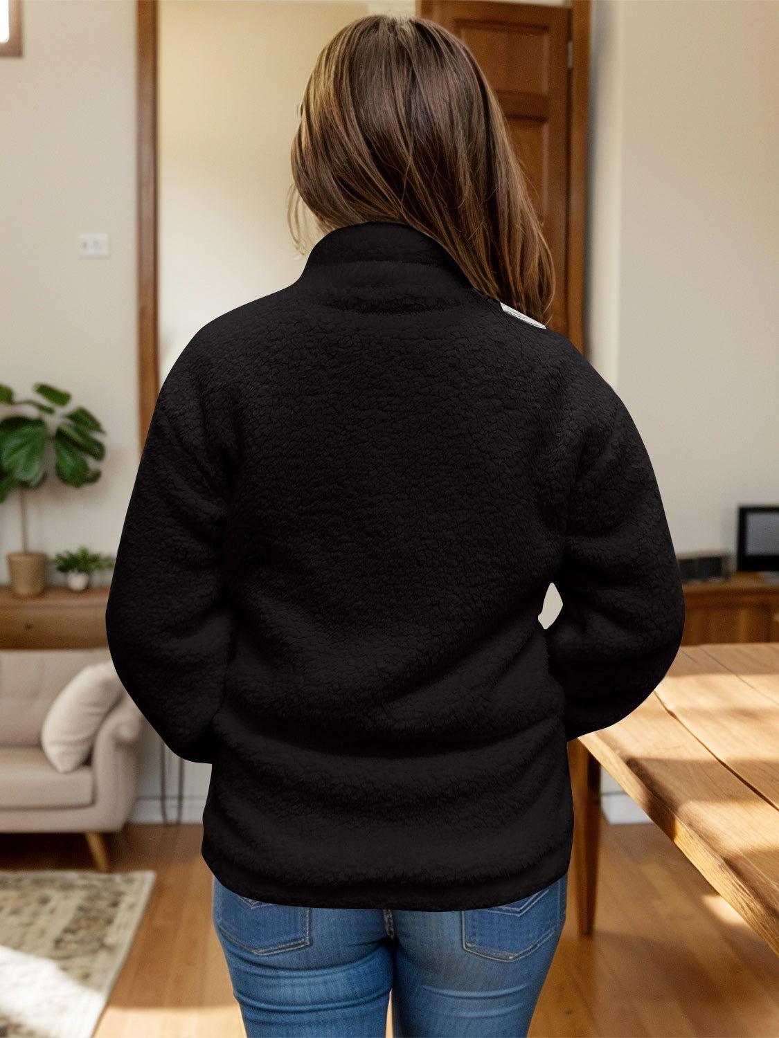 Full Size Turtleneck Zip Up Long Sleeve Sherpa Jacket - Clothes For Her Online Store