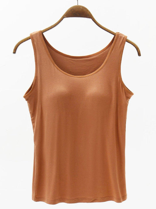Full Size Wide Strap Modal Tank with Bra - Clothes For Her Online Store