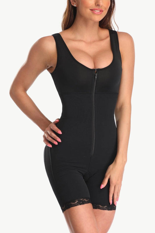 Full Size Zip-Up Lace Detail Shapewear - Clothes For Her Online Store