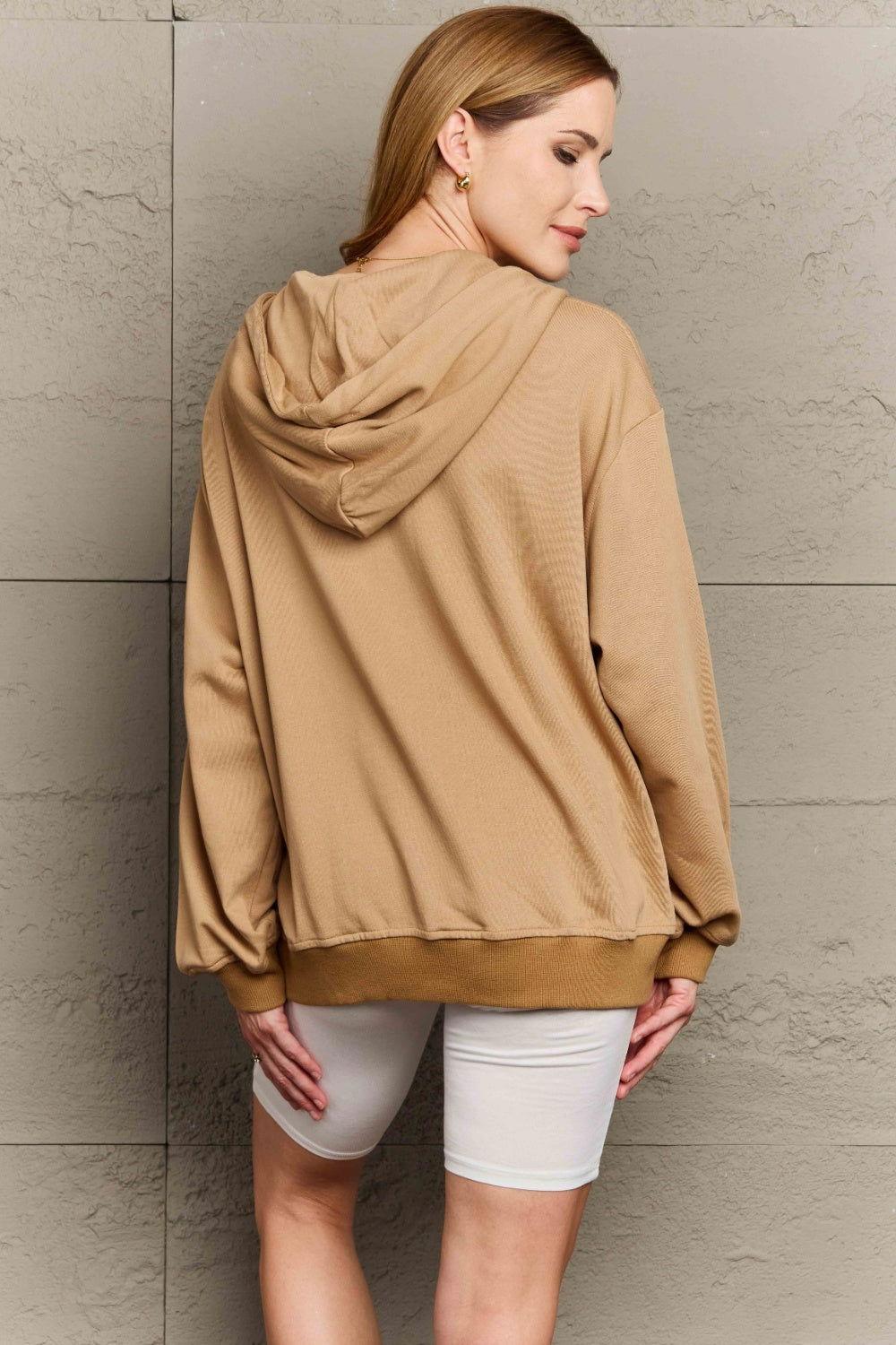 Full Size Zip Up Long Sleeve Hooded Jacket - Clothes For Her Online Store