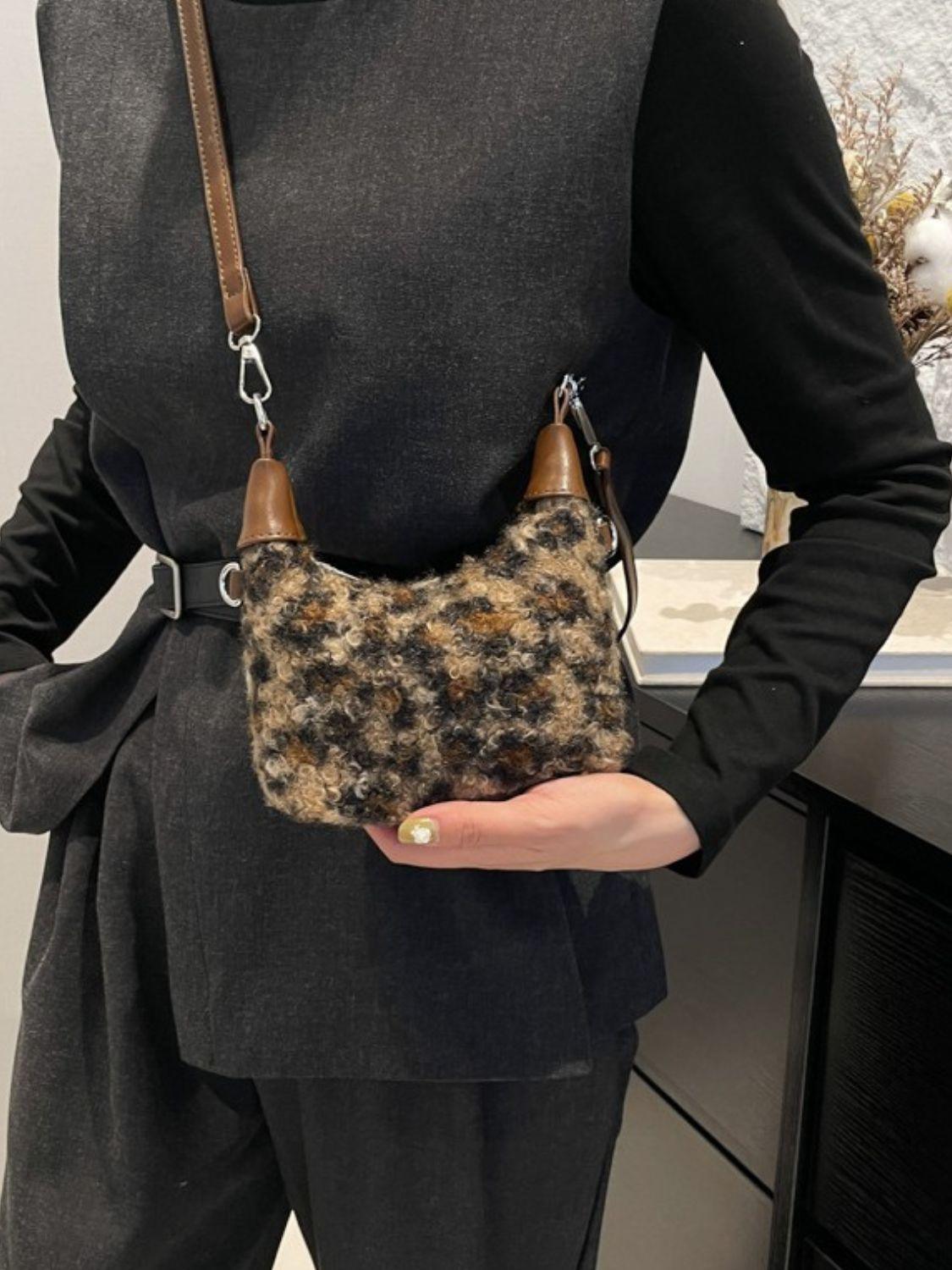Fuzzy Polyester Mini Handbag with Zipper - Clothes For Her Online Store