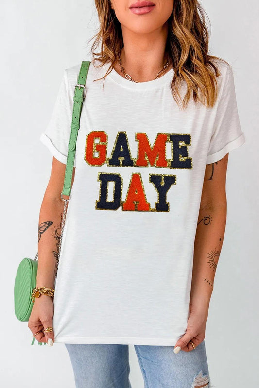 GAME DAY Round Neck Short Sleeve T-Shirt - Clothes For Her Online Store