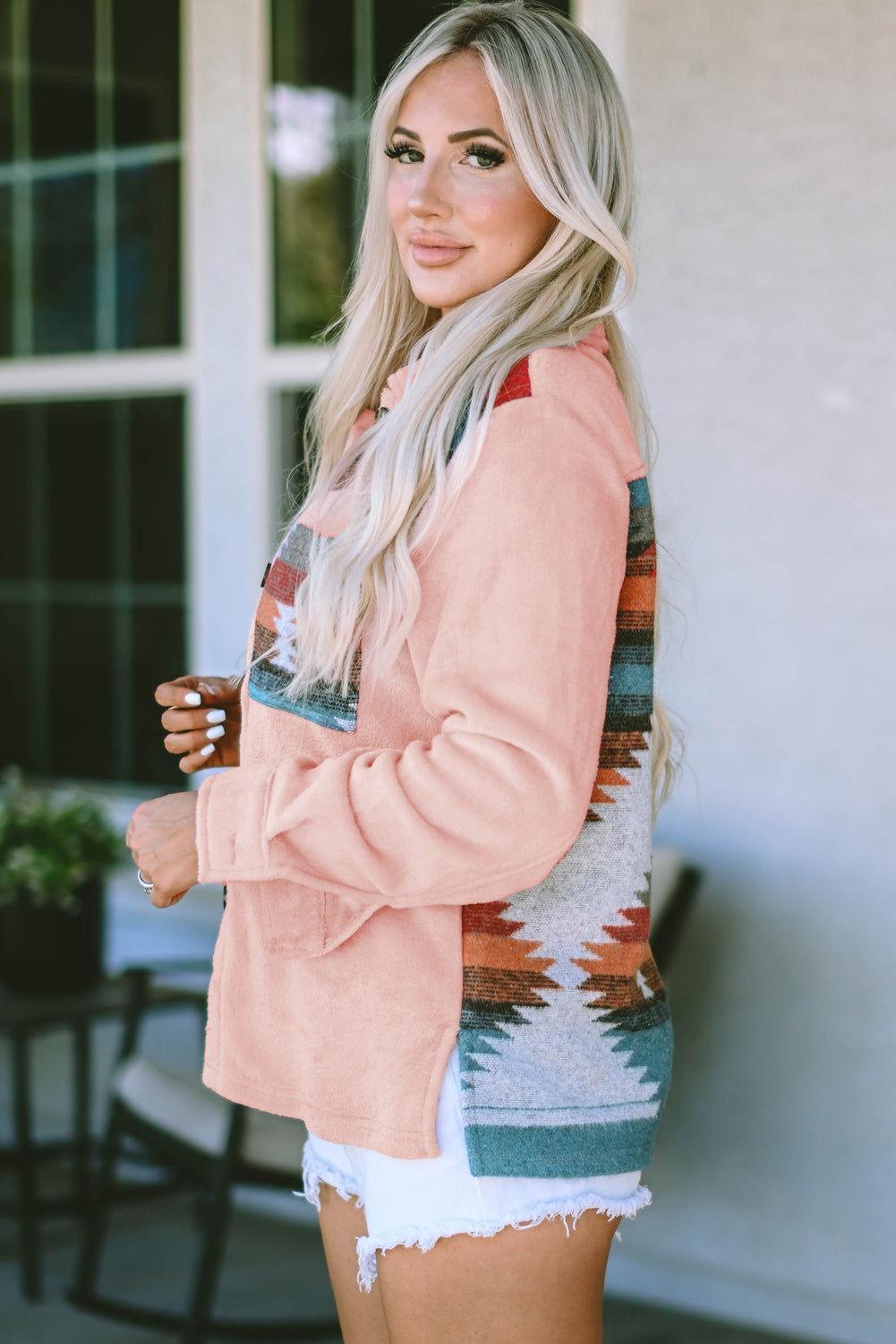 Geometric Button Down Slit Jacket - Clothes For Her Online Store