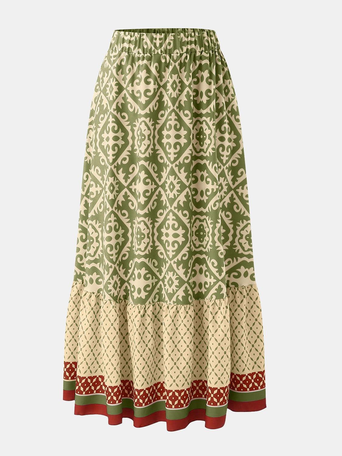 Geometric Elastic Waist Maxi Skirt - Clothes For Her Online Store