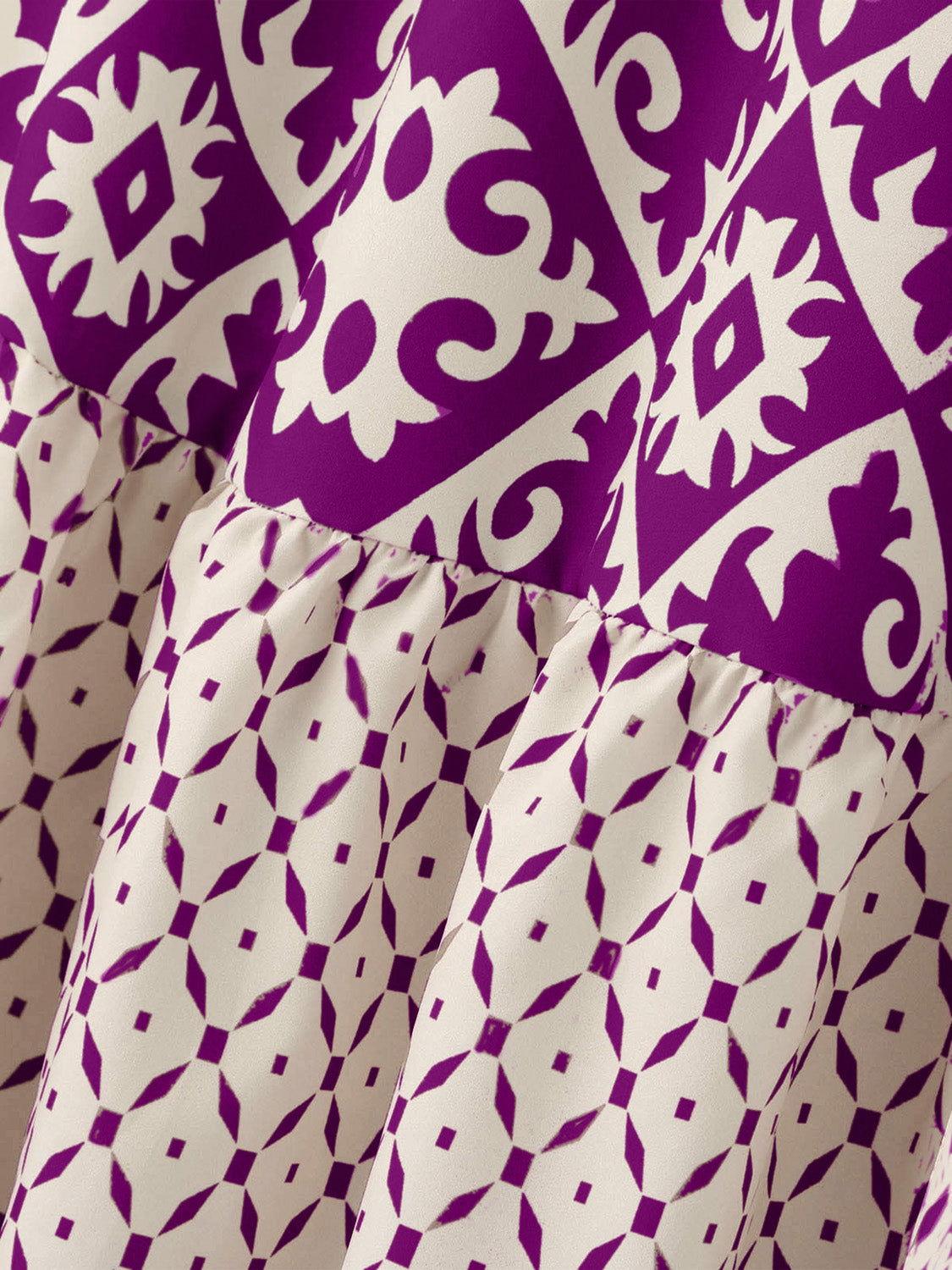 Geometric Elastic Waist Maxi Skirt - Clothes For Her Online Store