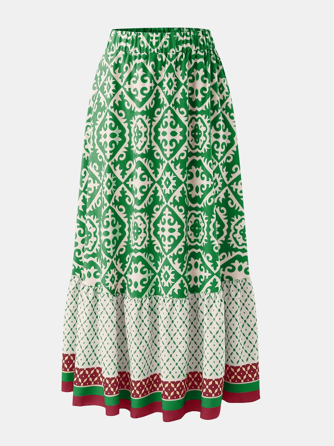 Geometric Elastic Waist Maxi Skirt - Clothes For Her Online Store